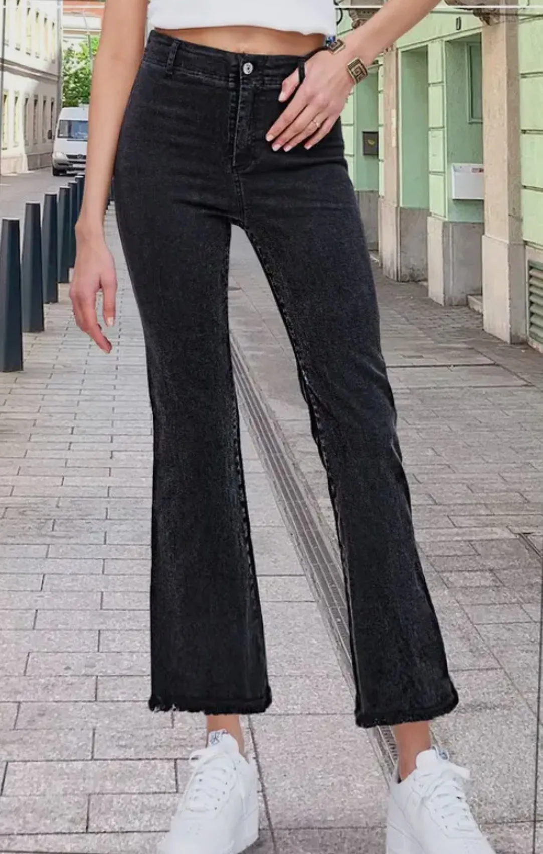 Soft Washed Stretchy High Waisted Flare Pants