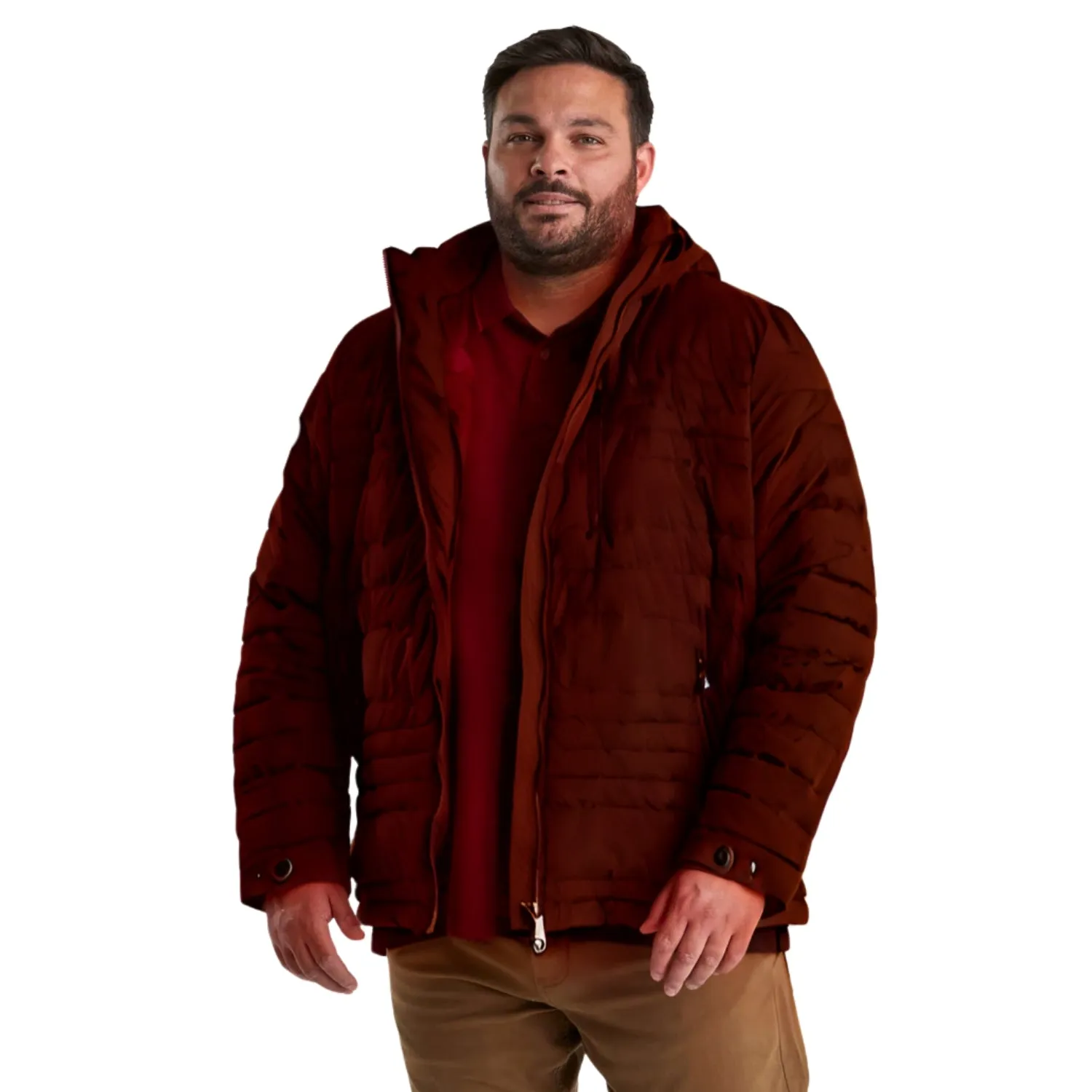 STOY Hugo Men’s Big and Tall Puffer Jacket Rust Red / Orange Sizes 3XL-6XL