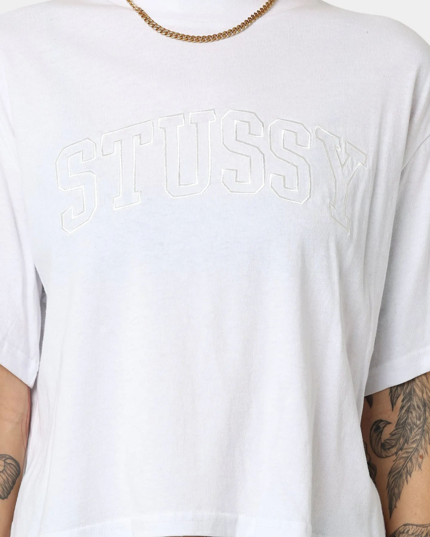 Stussy Women's Collegiate Boxy T-Shirt White