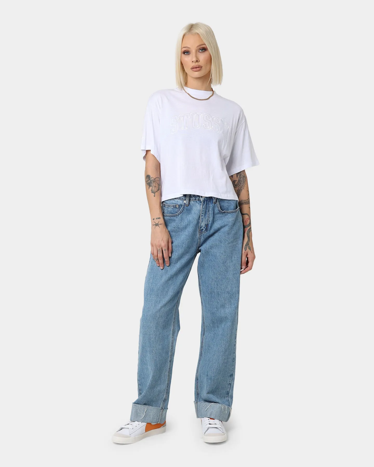 Stussy Women's Collegiate Boxy T-Shirt White