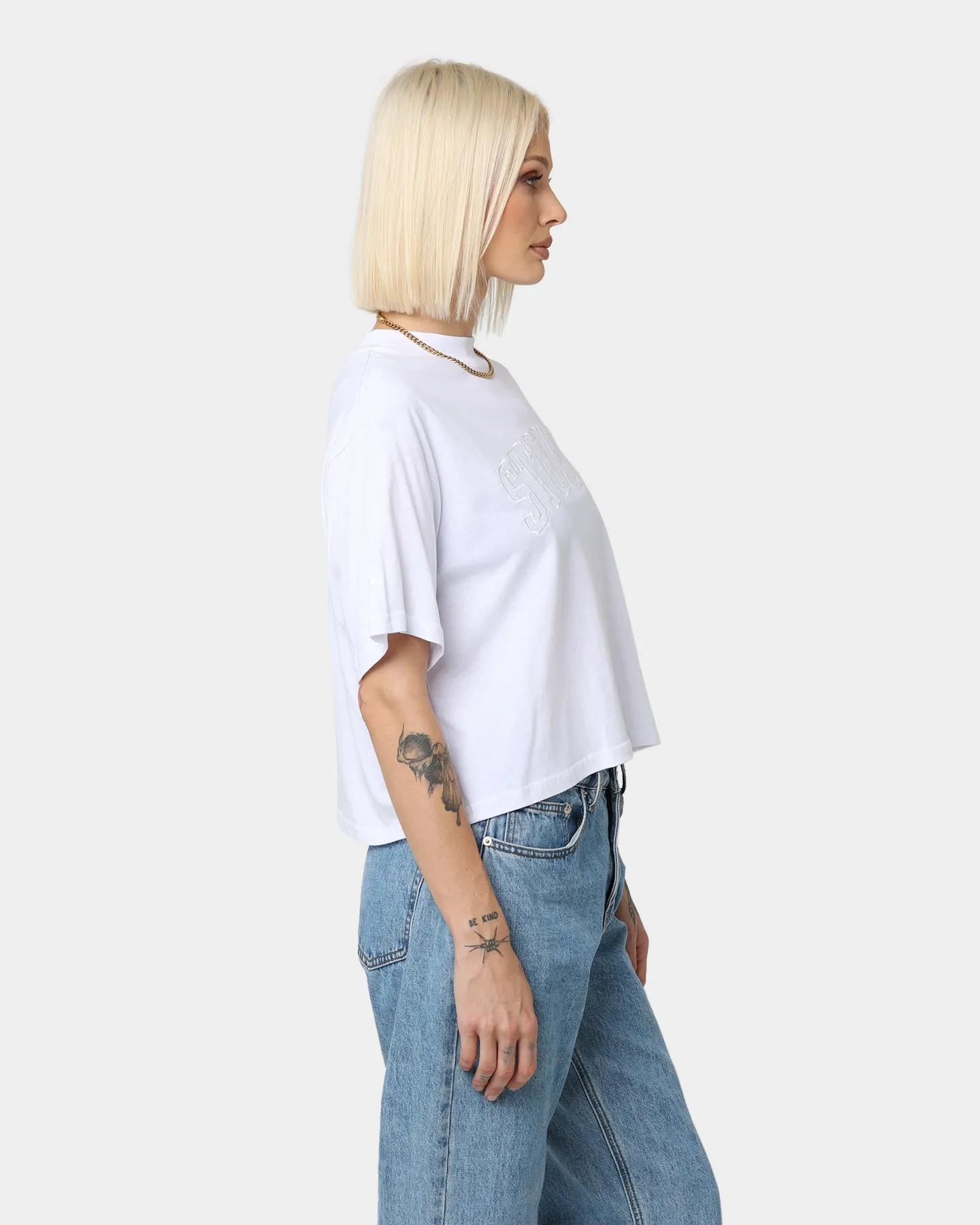 Stussy Women's Collegiate Boxy T-Shirt White