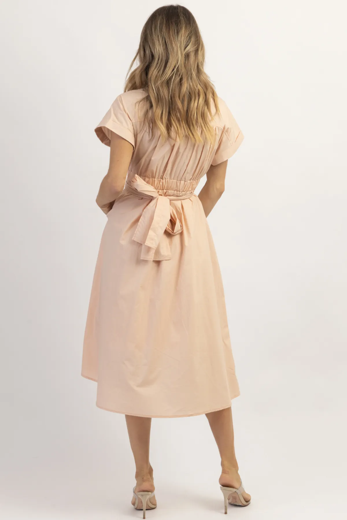 SUNNY DAYS PINK BOW MIDI DRESS