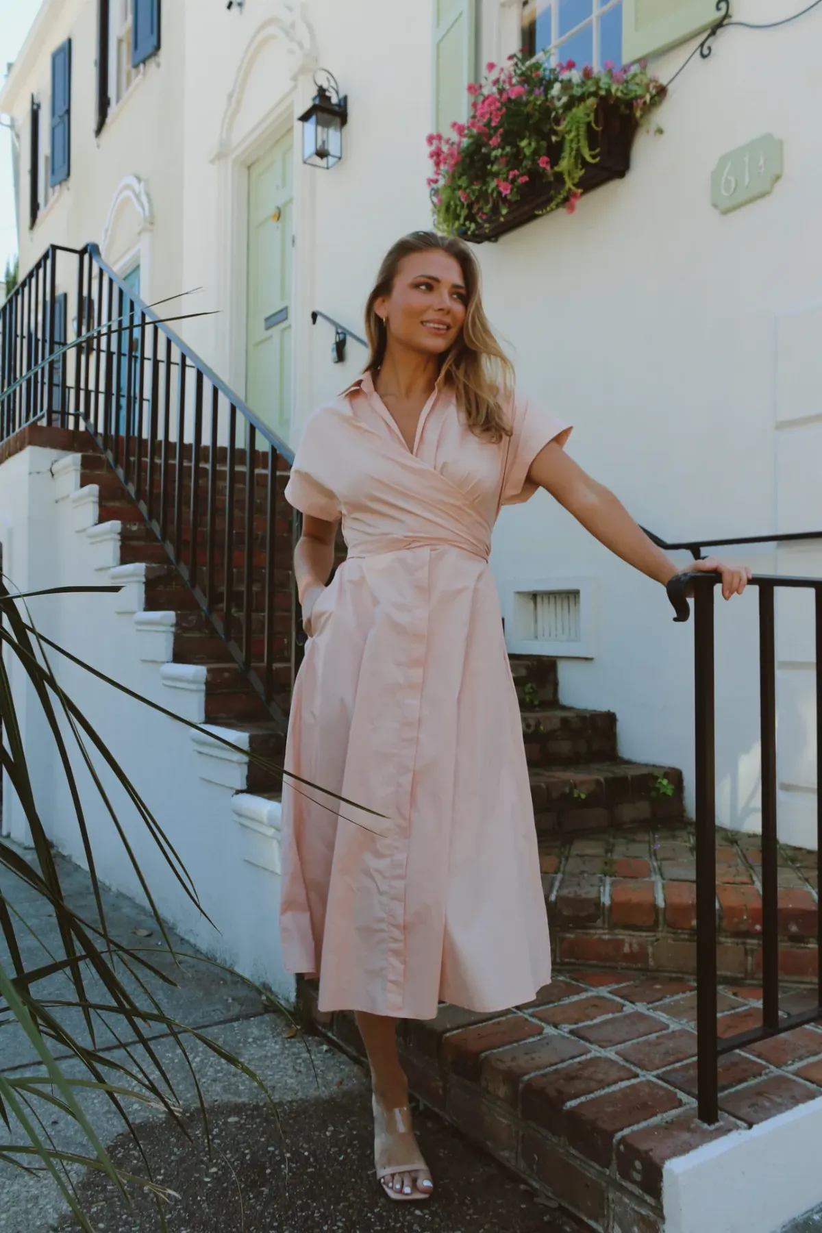 SUNNY DAYS PINK BOW MIDI DRESS