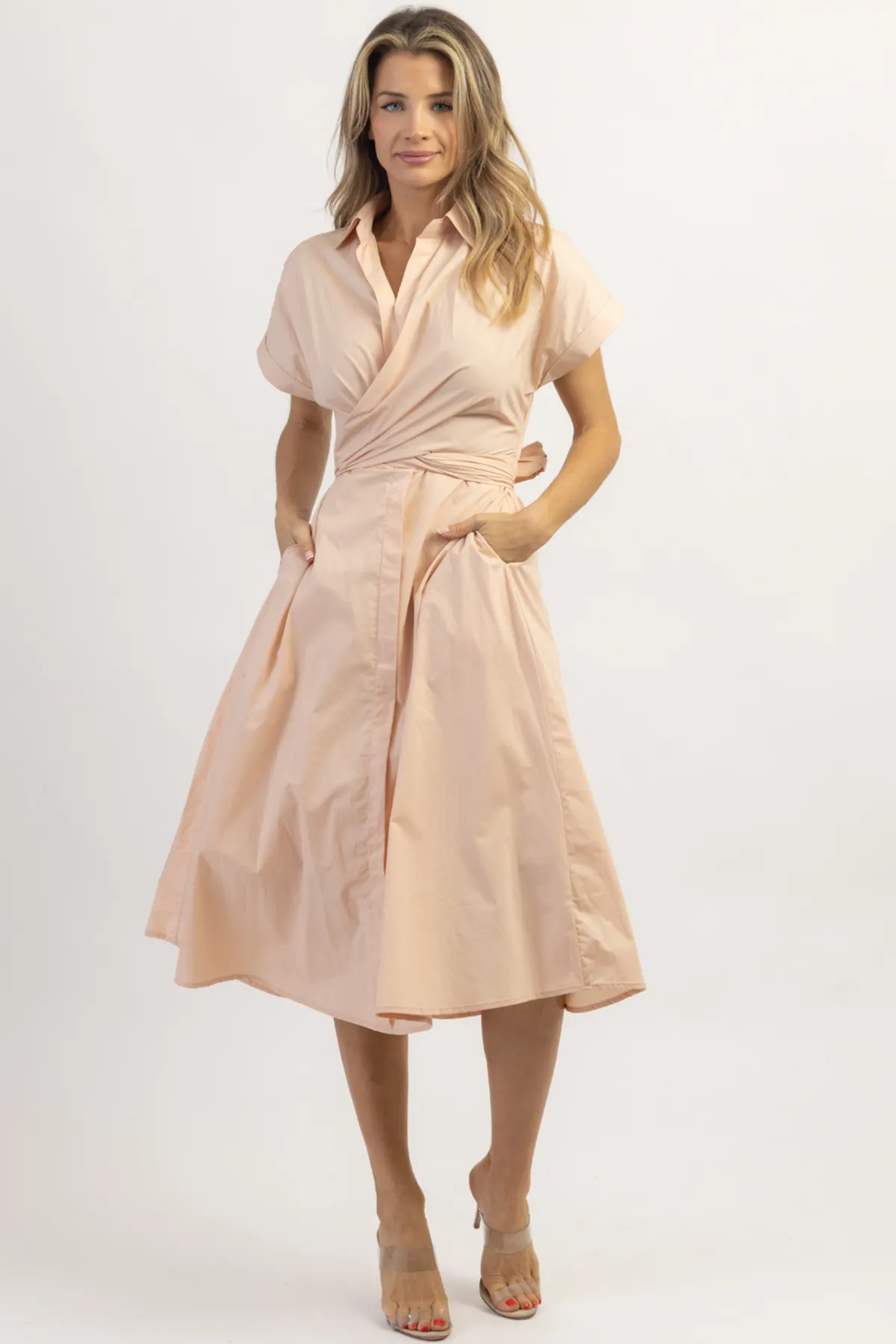 SUNNY DAYS PINK BOW MIDI DRESS