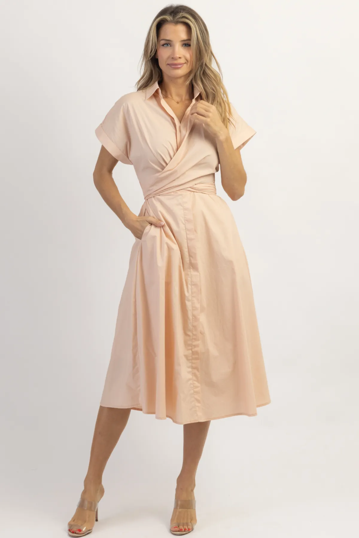 SUNNY DAYS PINK BOW MIDI DRESS