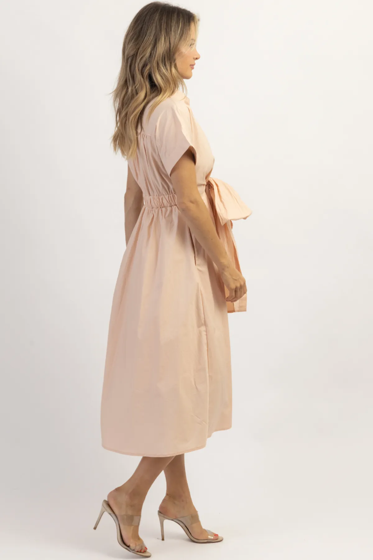 SUNNY DAYS PINK BOW MIDI DRESS