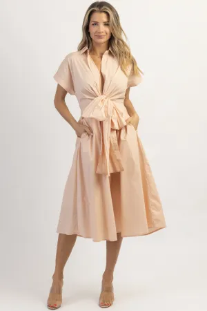 SUNNY DAYS PINK BOW MIDI DRESS