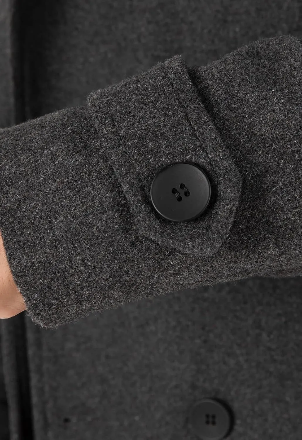 ThCreasa Mens Classic Double Breasted Pea Coat Wool Blend Quilted Lined Notched Collar Overcoat Trench Coat