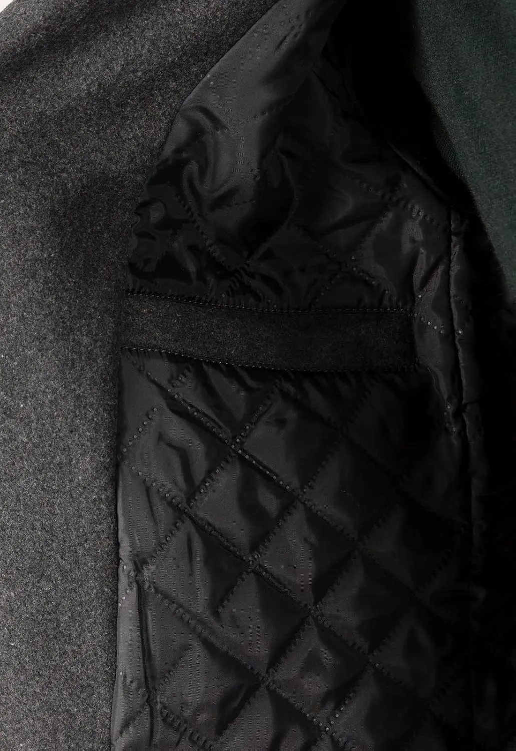 ThCreasa Mens Classic Double Breasted Pea Coat Wool Blend Quilted Lined Notched Collar Overcoat Trench Coat