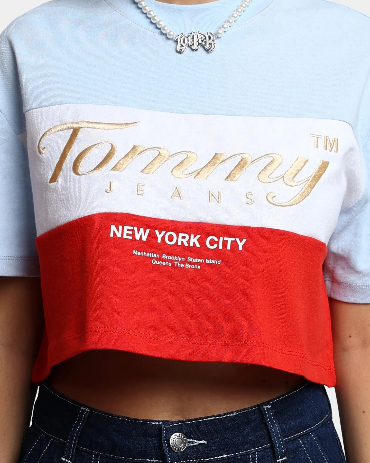 Tommy Jeans Women's Oversized Crop Archive T-Shirt Chambray Sky