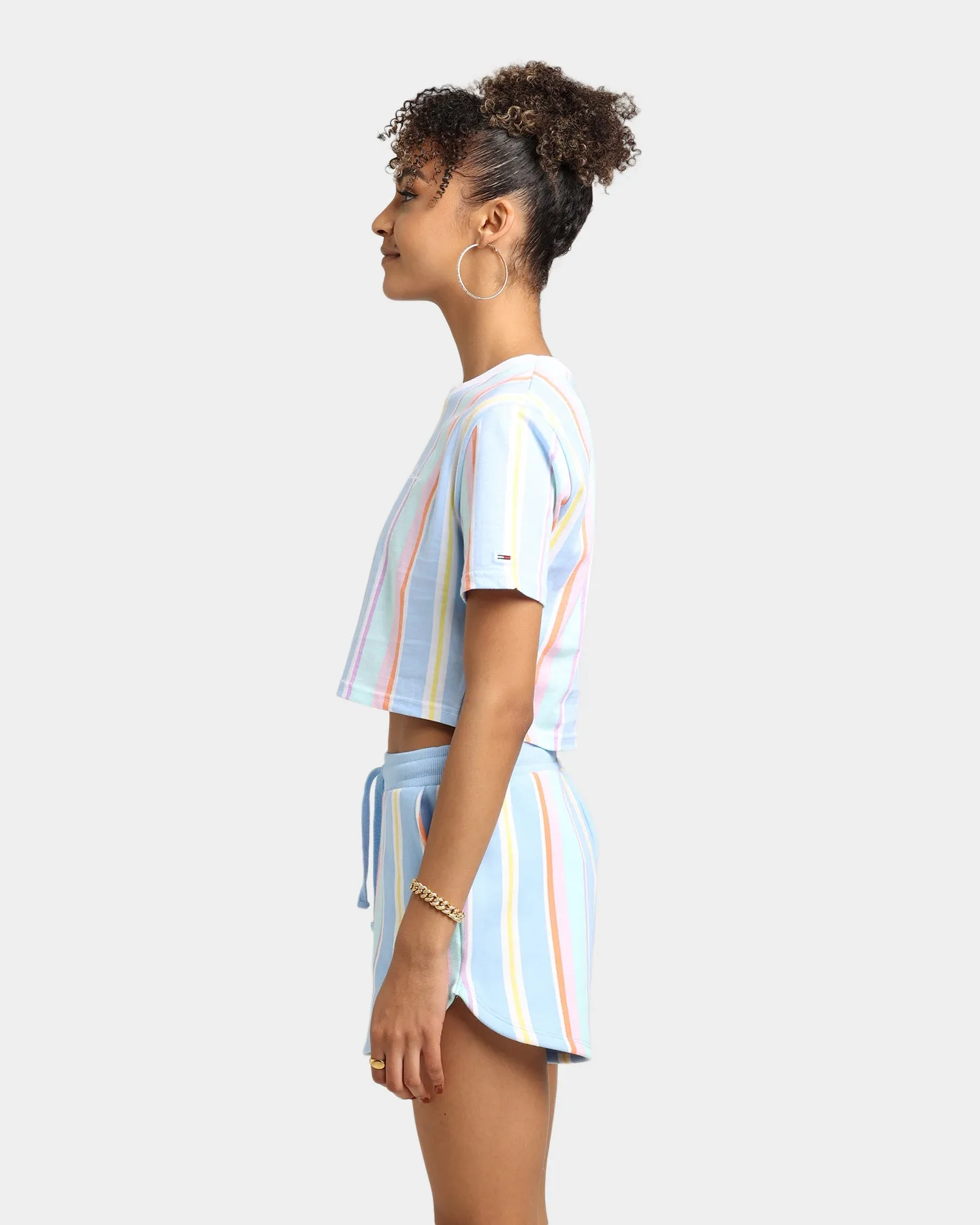 Tommy Jeans Women's Stripe 1 Cropped T-Shirt Light Powdery Blue