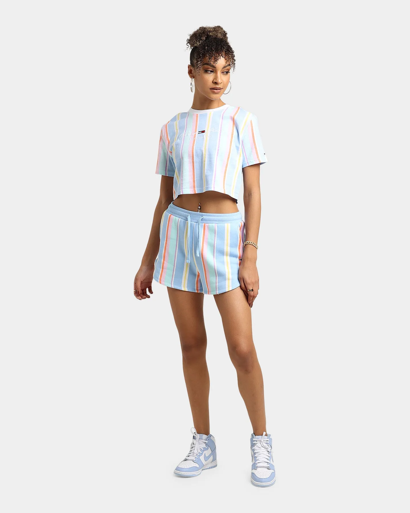 Tommy Jeans Women's Stripe 1 Cropped T-Shirt Light Powdery Blue