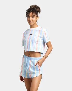 Tommy Jeans Women's Stripe 1 Cropped T-Shirt Light Powdery Blue