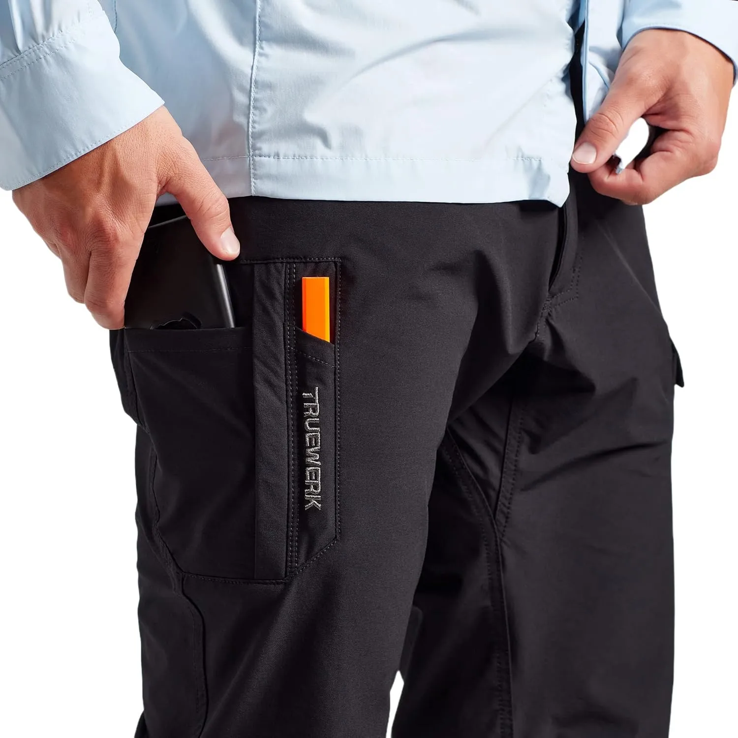 TRUEWERK Mens Work Pants - T1 WerkPants Relaxed Fit, Lightweight, Moisture Wicking, Tactical Cargo Pants with 4-Way Stretch