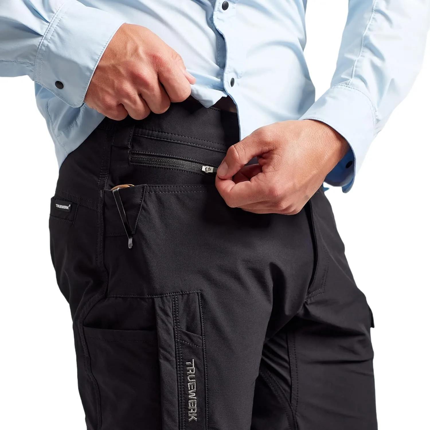 TRUEWERK Mens Work Pants - T1 WerkPants Relaxed Fit, Lightweight, Moisture Wicking, Tactical Cargo Pants with 4-Way Stretch