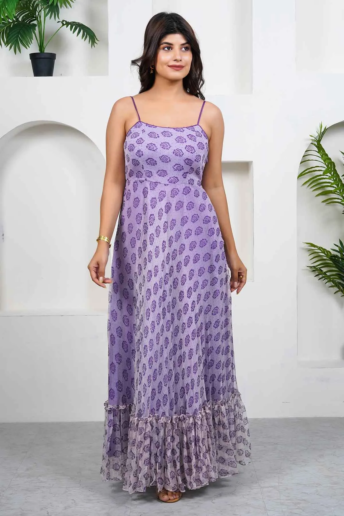 Violet Handblock Printed Dress