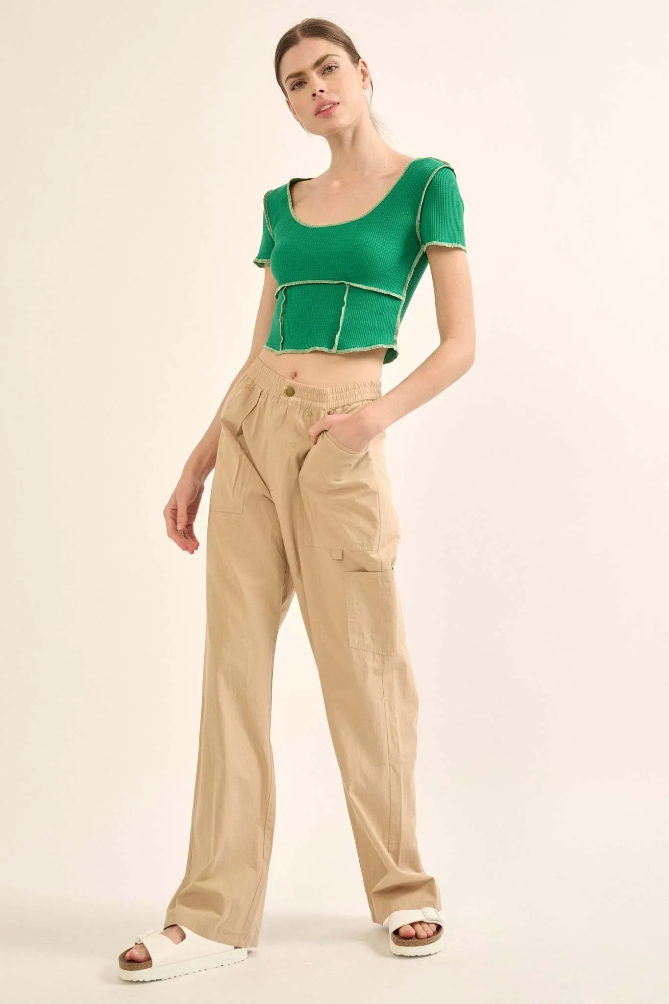Walk Tall Straight-Leg Cotton Twill Cargo Pants