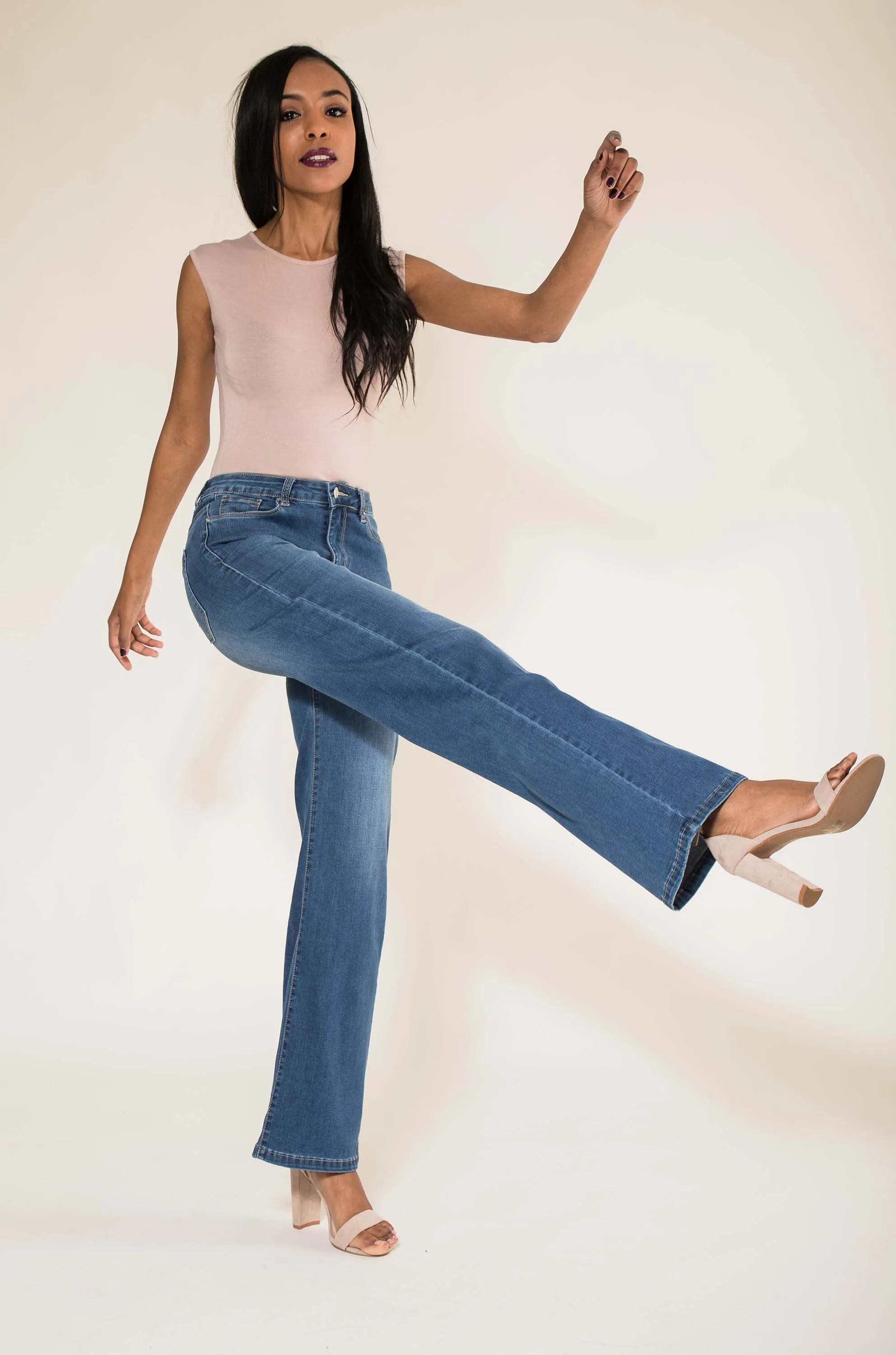 Wholesale Blue High Waisted Flared Jeans - NEW PACK