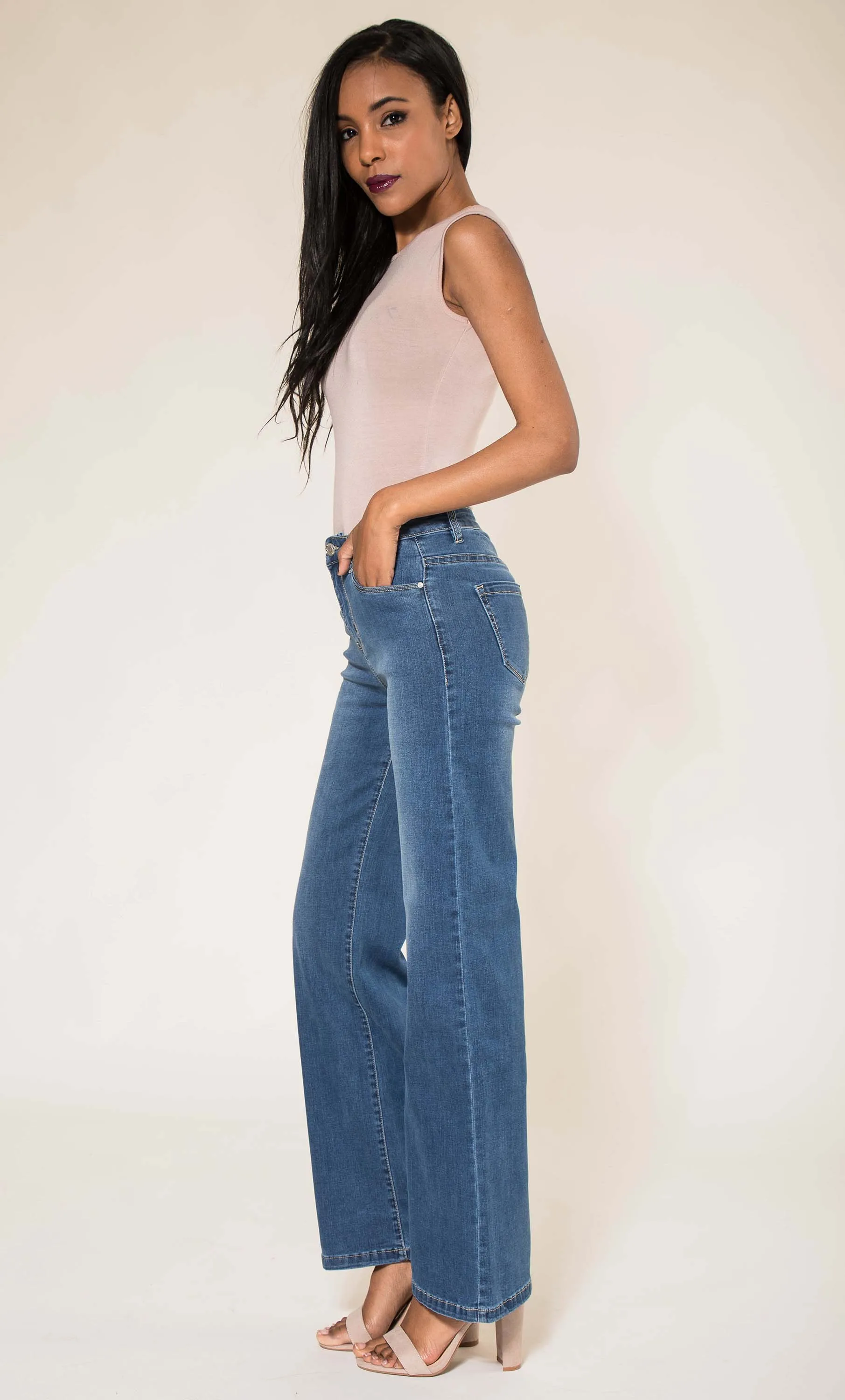 Wholesale Blue High Waisted Flared Jeans - NEW PACK