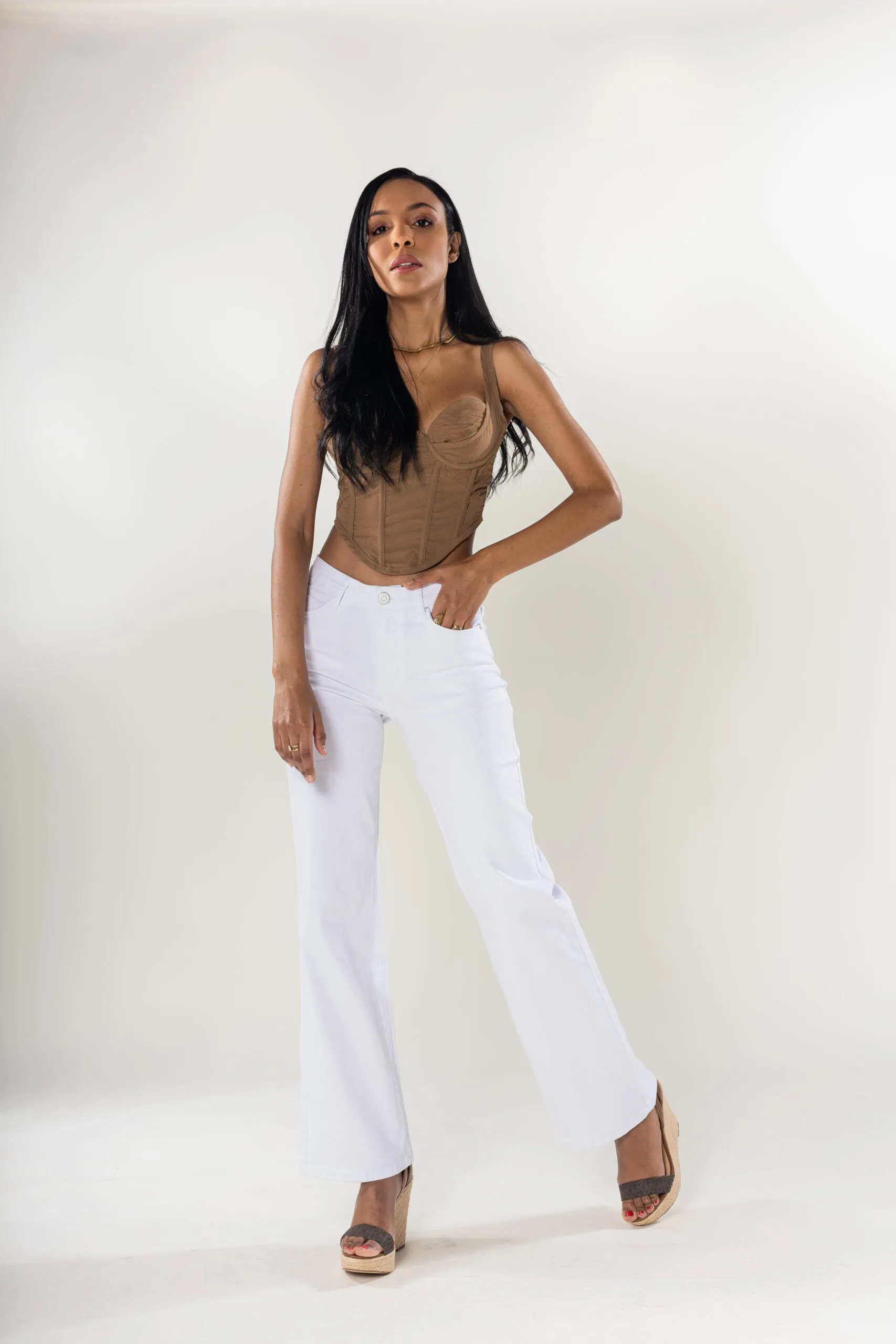 Wholesale White High Waisted Flared Jeans - NEW PACK
