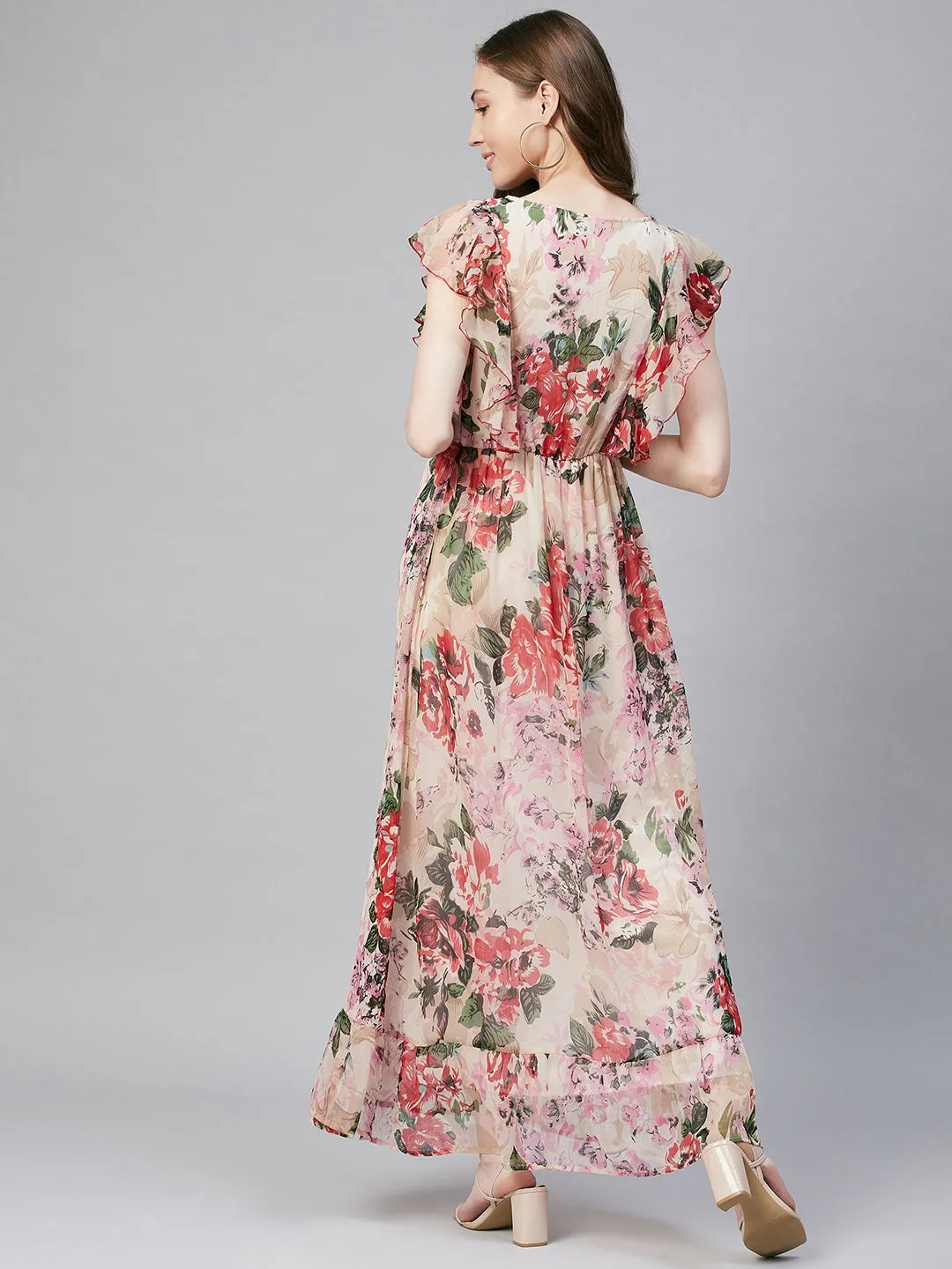 Women's Floral Chiffon Maxi Dress - Stylestone