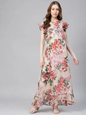 Women's Floral Chiffon Maxi Dress - Stylestone