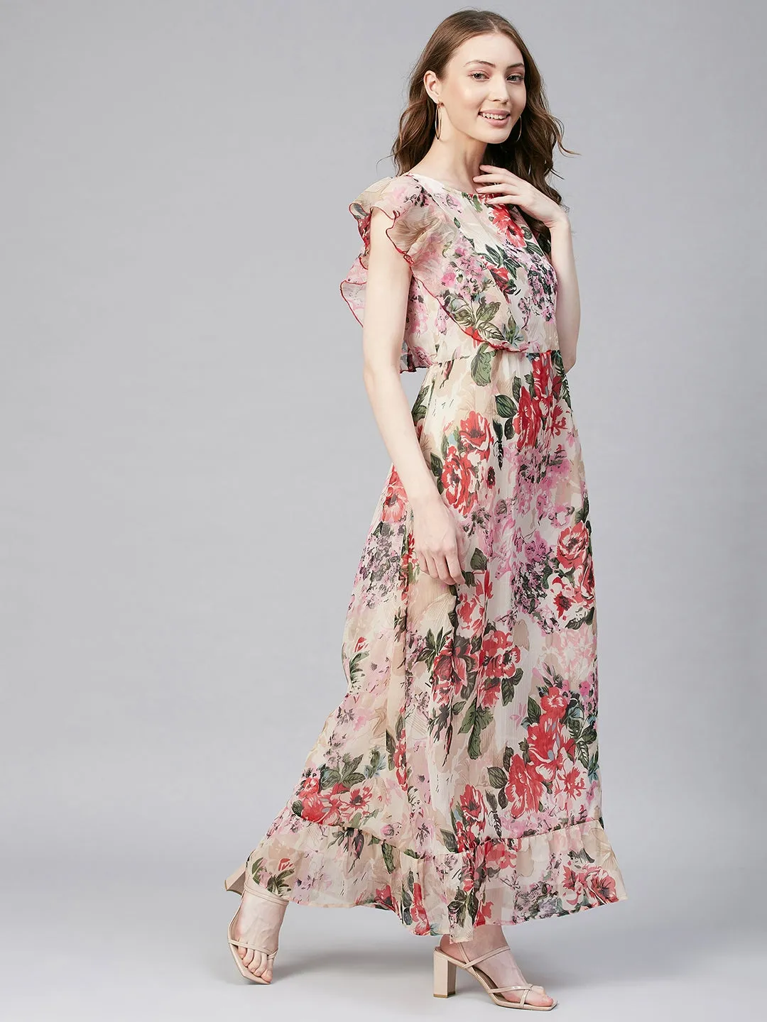 Women's Floral Chiffon Maxi Dress - Stylestone