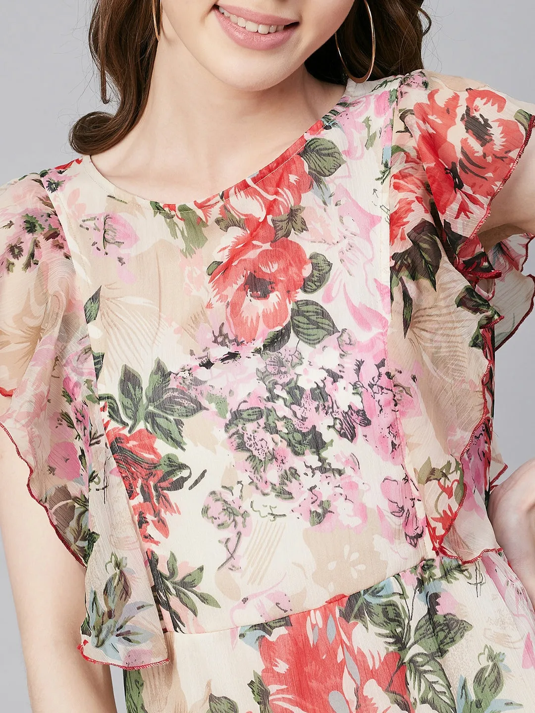 Women's Floral Chiffon Maxi Dress - Stylestone