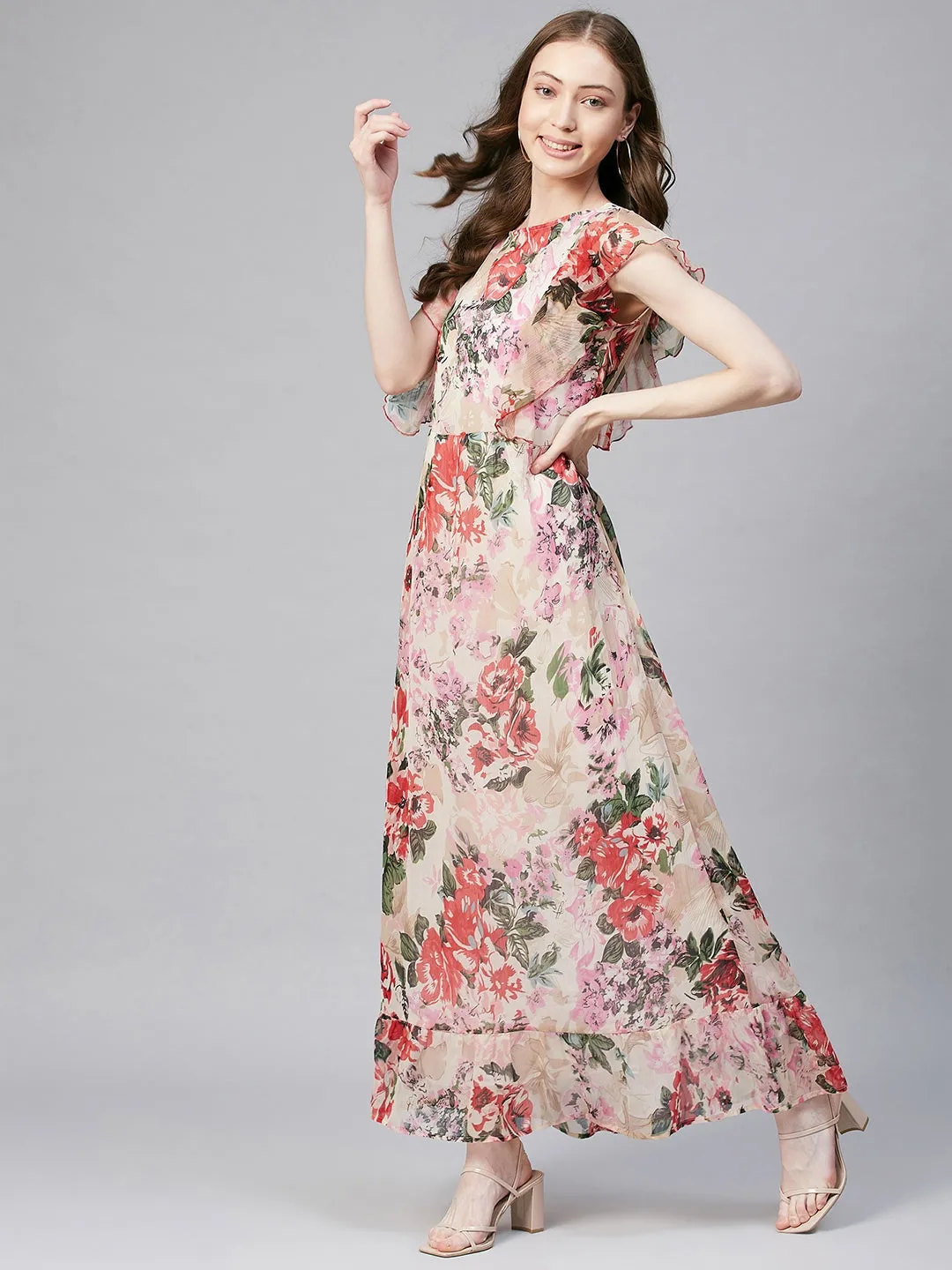 Women's Floral Chiffon Maxi Dress - Stylestone