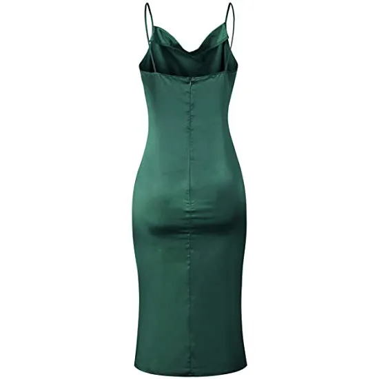 Women's Sleeveless Spaghetti Strap Satin Dress