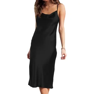 Women's Sleeveless Spaghetti Strap Satin Dress