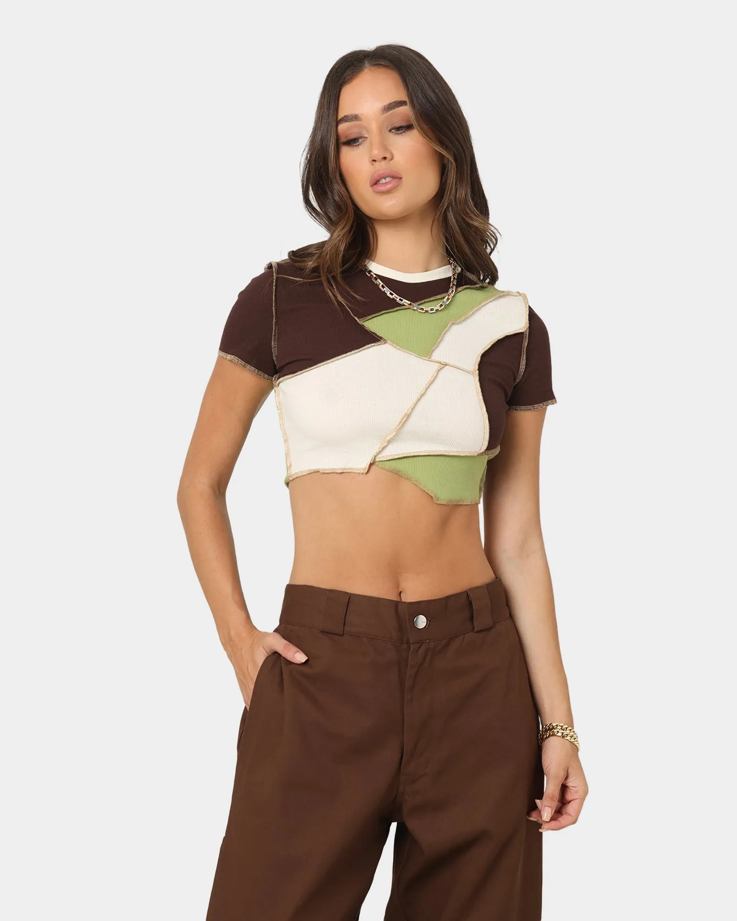 XXIII Women's Alaia Patchwork Cropped T-Shirt Multi