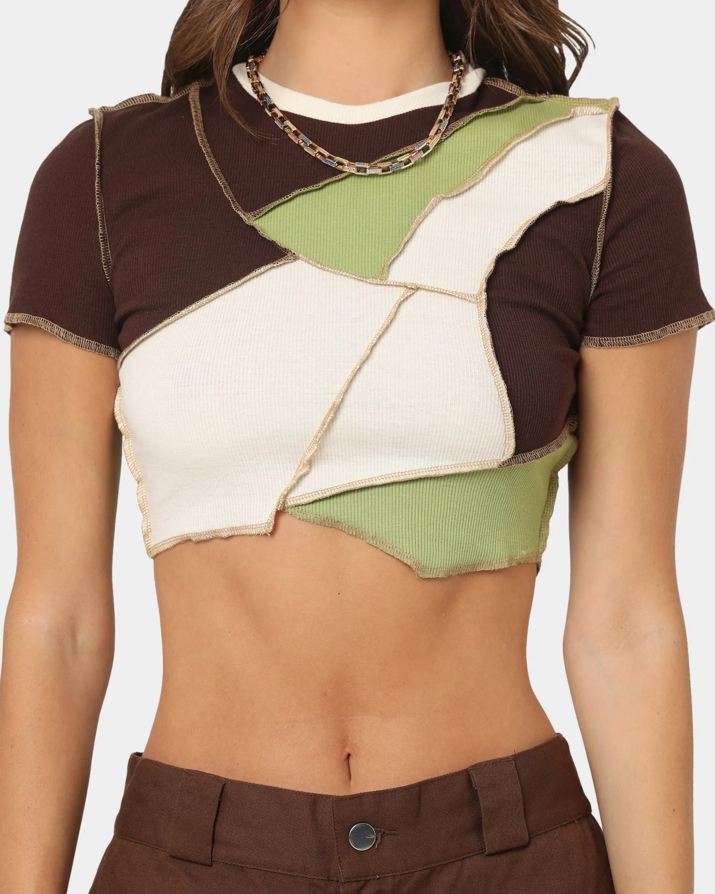 XXIII Women's Alaia Patchwork Cropped T-Shirt Multi