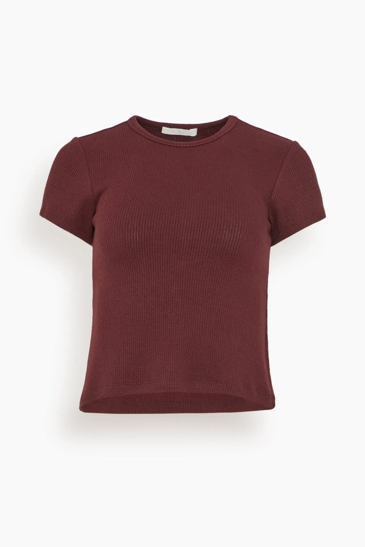 Yael Cropped Crew Neck Baby Tee in Bordeaux
