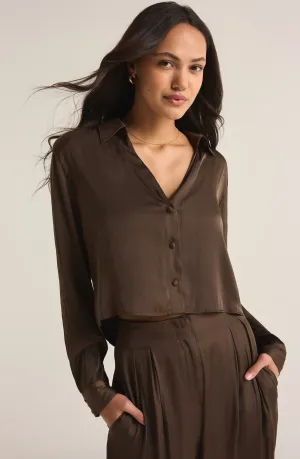 Z Supply - Sante Luxe Satin Cropped Button Up Top