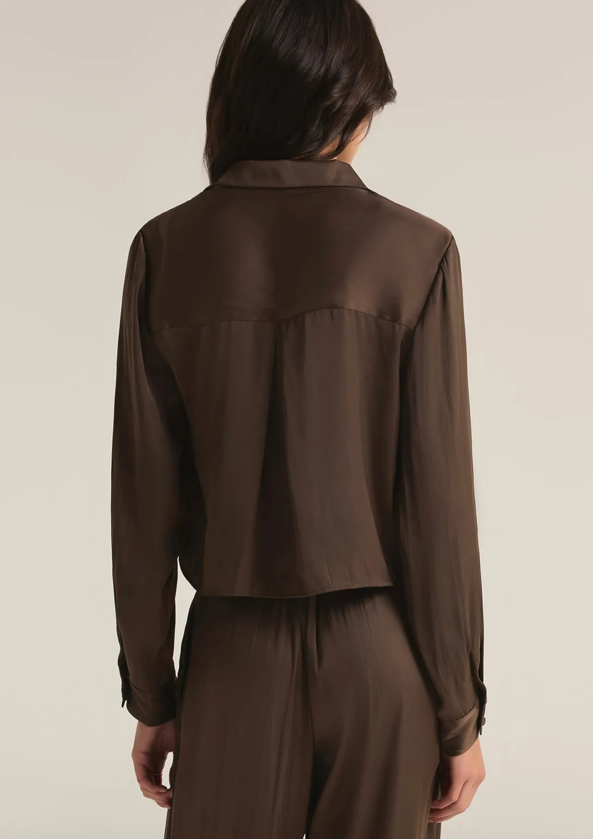 Z Supply - Sante Luxe Satin Cropped Button Up Top